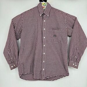 Cinch Shirt Mens Small Western Button Down Cowboy Rodeo Maroon Check